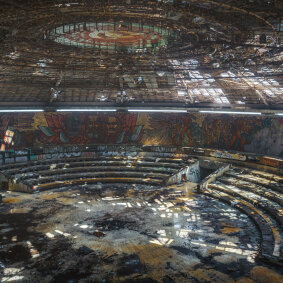 inside the Buzludzha Monument, Bulgaria